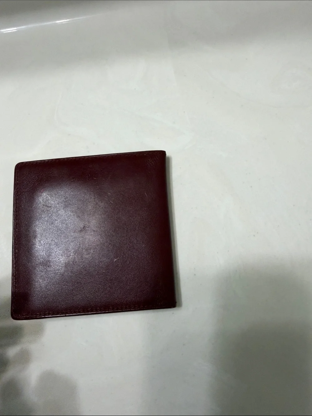 Cartier Burgundy Leather Card Holder with Gold Corner Accents
